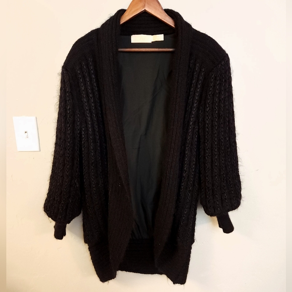Vintage 1980s Wool Blend Black Knit Sweater Cardigan Jacket by Belldini - Picture 5 of 6